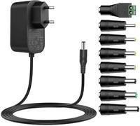 Adaptateur Universel 1.8M,12V 0.3A 0.5A 0.8A 1A 2A Chargeur,5,5mm*2,1mm avec 8 adaptateurs de Prise DC pour caméra CCTV,routeur WLAN,hub,Bande LED,télécom,Sonnette de Porte (12V 2A)
