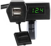 Adaptateur universel de prise de charge USB double pour moto avec affichage du voltmètreVert