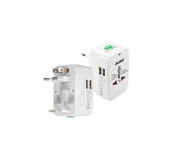 Adaptateur Universel De Voyage Avec 2 Sorties Usb - Blanc