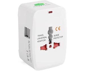 Adaptateur Universel de Voyage Multifonction Tout-en-Un avec 2 Ports USB, Compatible avec Plus de 150 Pays, y Compris Les États-Unis, l'Australie, Le Royaume-Uni et l'europe.