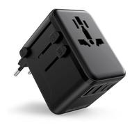 Adaptateur Universel de Voyage USB-C & 4 USB - Charge Rapide 25W, Alimentation 2500W - Compatible USA, UE, Japon, UK, Australie, Mexique & 180+ Pays (Noir)