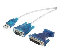 Renkforce Adaptateur USB 1.1 – SUB‑D mâle 9 et 25 pôles, USB A mâle – 40 cm – Noir