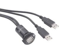 Adaptateur USB 2.0 2 x USB femelle type A vers 2 x USB mâle type A avec 60 cm de câble TRU COMPONENTS USB-06-BK 1229322 1 pc(s)