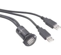 Adaptateur USB 2.0 2 x USB femelle type A vers 2 x USB mâle type A avec 60 cm de câble TRU COMPONENTS USB-06-BK 1229322