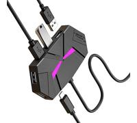 Adaptateur USB 2.0 7 ports multi-fonctions avec câble renforcé Décoration LED de bureau pour claviers PC Station d'extension USB