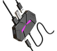 Adaptateur USB 2.0 7 ports multi-fonctions avec câble renforcé LED décoration pour claviers PC