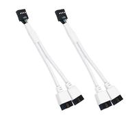Adaptateur USB 2.0 9 Broches pour Carte Mère, 2 pcs USB Header Splitter Interne 1 vers 2, Répartiteur USB 9-Pin avec Gaine Nylon, Câble Extension USB Interne pour PC, LED RGB, Watercooling, Blanc