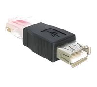 Adaptateur USB 2.0-A femelle vers RJ45 mâle - DeLOCK 65234 - Noir