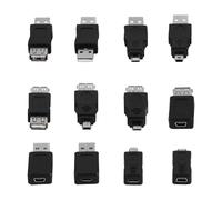 Adaptateur USB 2.0, convertisseur micro USB Lot de 12 mini connecteurs USB Adaptateur USB 2.0 mâle vers femelle Ensemble de coupleurs USB multiples avec fonction OTG Prise en charge de la transmission