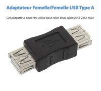 Adaptateur USB 2.0 - DAX - Femelle A-Femme A - Noir - Relie deux câbles USB - Connecteur USB A