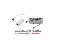 Adaptateur USB 2.0 Ethernet 10/100 + cable ethernet cat6 15 mètres de Vshop