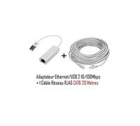 Adaptateur USB 2.0 Ethernet 10/100 + cable ethernet cat6 20 mètres de Vshop