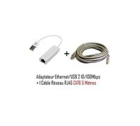 Adaptateur USB 2.0 Ethernet 10/100 + cable ethernet cat6 5 mètres de Vshop