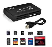 Adaptateur USB 2.0 tout en un lecteur de carte mémoire PC et prise d'écriture OSX Windows Chrome Compatible avec cartes SD/MMC/SDHC/XD/M2/Memory Stick/Micro SD/CF/Pro et Duo