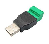 Adaptateur USB 2.0 Type A Mâle/Femelle à 5 Broches Borne à Vis avec Couvercle Blindé Connecteur Fil PVC pour Câblage Électrique Industriel Noir/Vert/Argent