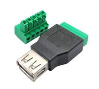 Adaptateur USB 2.0 type A mâle/femelle vers borne à vis 5 broches avec blindage, connecteur de câble en PVC pour l'industrie et le commerce, noir (B)
