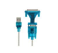 Adaptateur USB 2.0 vers DB25 et DB9 Bleu clair