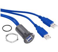 Adaptateur USB 3.0 2 x USB femelle type A vers 2 x USB mâle type A avec 60 cm de câble TRU COMPONENTS USB-13-BK 1313912 1 pc(s)
