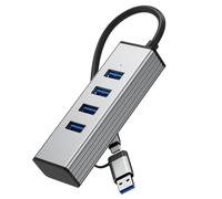 Adaptateur USB 3.0 4 ports USB Splitter Super Vitesse 10 Gbit/s Transfert de données Long Câble pour ordinateurs portables, ordinateurs de bureau, smartphones, tablettes Adaptateur USB en aluminium