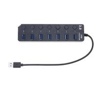 Adaptateur USB 3.0 à 7 ports - Commutateurs individuels - Lumières LED - Répartiteur USB - Parfait pour ordinateur portable et console de jeu