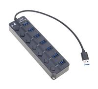 Adaptateur USB 3.0 à 7 ports - Commutateurs individuels - Lumières LED - Répartiteur USB pour ordinateur portable - Consoles de jeu - Commutateurs individuels