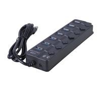 Adaptateur USB 3.0 avec 7 ports commutateurs individuels et lumières LED Câble de 30 cm pour PC portable et consoles de jeu