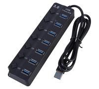 Adaptateur USB 3.0 avec 7 ports commutateurs individuels et lumières LED Câble de 30 cm pour PC portable et consoles de jeu