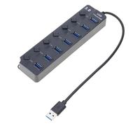 Adaptateur USB 3.0 avec 7 ports extensibles, commutateurs individuels, indicateurs LED pour voyage et bureau, répartiteur USB