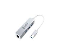 Adaptateur USB 3.0 - CONNECTLAND - USB3 vers Ethernet + Hub 3 ports - RJ45 Gigabit - Aluminium