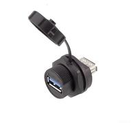 Adaptateur USB 3.0 femelle pour montage sur panneau, connecteur double prise étanche avec couvercle anti-poussière et isolant PA66 compatible avec USB 2.0