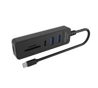 Adaptateur USB 3.0 USB 2.0 de type C et 2 emplacements pour cartes 5 ports transfert de données rapide pour PC, tablettes, smartphone, répartiteur USB portable pour appareil photo et lecteur