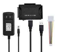 Adaptateur USB 3.0 vers Dsique Dur IDE/SATA, Adaptateur USB Disque Dur Interne pour 2.5""/ 3.5"" SATA HDD/SSD et IDE disques Dur avec Alimentation Externe DC 12V 2A et Câble USB 3.0