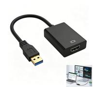 Adaptateur USB 3.0 vers HDMI 1080p, USB vers HDMI, Convertisseur Vidéo Audio A vers Compatible PC Windows 11 10 8 7, Support Mode Étendu et Miroir, Multi Écran pour Ordinateur Portable TV Projecteur
