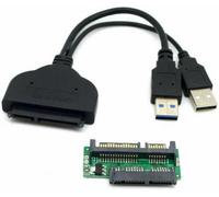 Adaptateur USB 3.0 vers SATA vers micro SATA pour disque dur 1,8"" et 2,5"" avec câble d'alimentation USB externe