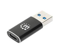 Adaptateur USB 3.2 Gen 2 - Manhattan - Type A vers Type C - 10 Gbit/s - Aluminium Noir