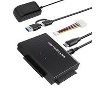 Adaptateur USB 3.2 vers SATA/IDE, disque dur, adapté pour disque dur SATA HDD et IDE 2,5" et 3,5", prend en charge une capacité de 6 To, avec alimentation 12 V 2 A, compatible avec Windows/Mac OS
