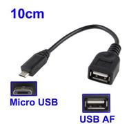 Adaptateur USB A - HIGH-TECH PLACE - USB A femelle → Micro USB 5 broches mâle - 10 cm - Noir