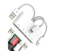 Adaptateur USB-A Lightning USB C(5en1)SD Micro SD Lecteur Carte USB Adapter Pour iphone 16 15 14 Pro Pour ipad Compatible Avec Samsung S24 S23 USB Clé Mémoire OTG 3.0 Type C Multiport Reader Portable