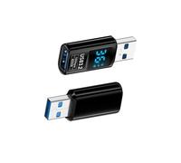 Adaptateur USB-A Mâle vers USB-A Femelle avec Affichage Numérique - Noir (Lot de 2)