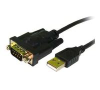 Adaptateur USB A série DB9M de 0,75 m avec connecteurs métalliques, permet de connecter des appareils séries. Conçu pour les transferts de données.
