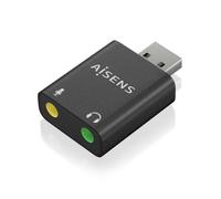 Aisens changeur de genre de câble A106-0768 USB-A 2x 3,5 mm 48 kHz Noir