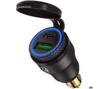 Adaptateur USB allume-cigare - Pour Moto BMW, DIN/Hella - Fiche UE USB C PD 3.0 & QC