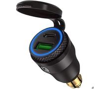 Adaptateur USB allume-cigare - Pour Moto BMW, DIN/Hella - Fiche UE USB C PD 3.0 & QC 3.0
