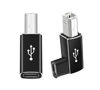 Adaptateur USB B vers USB C, Cable USB B vers USB C pour Transfert de Donnees, Adaptateur USB C vers USB B Angle Droit et Coude, Convertisseur MIDI pour Clavier Electronique, Lot de 2 Pieces Noir