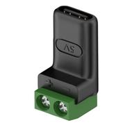 Adaptateur USB - Bloc de connexion mâle à deux broches - Système de connexion à vis sans soudure - Courant nominal de cinq V et trois A - Boîtier en polymère thermoplastique de qualité supérieure