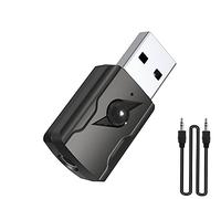 Adaptateur USB Bluetooth 5.0,Clé Bluetooth,Adaptateur Bluetooth Récepteur émetteur Audio 5.0 avec Câble Audio de 3,5 mm pour PC/TV/Voiture/Haut-parleurs/MP3/Système Audio Domestique/Casque