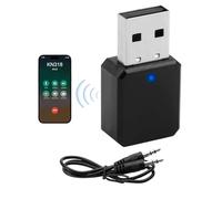 Adaptateur USB Bluetooth 5.1 Voiture avec Sortie AUX et USB Récepteur Bluetooth Plug and Play avec Câble Audio 3,5 mm pour Haut-Parleurs et Appels Mains Libres Casque TV Voiture et Chaîne Hi-FI