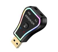 Adaptateur USB Bluetooth, Bluetooth 5.0 7 Couleurs RVB Lumière Ambiante 2 en 1 Transmetteur Récepteur sans Fil pour PC TV Casque Stéréo Domestique