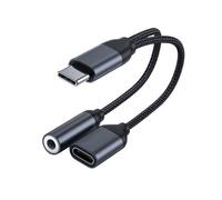 Adaptateur USB C 2 en 1 un 3,5mm, con cargador, tipo C un 3,5mm, auriculares