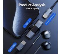Adaptateur Usb C 2 En 1 Vers Double Prise Pour Casque-Adaptateur Et Charge Usb C-Adaptateur Et Charge-Adaptateur De Casque Usb C-Adaptateur De Données-Adaptateur Répartiteur Double Usb C
